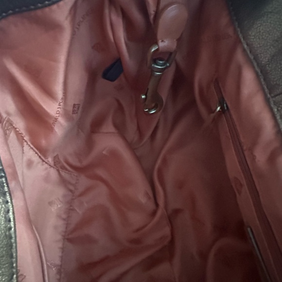 Donald j Pliner Hobo Suede Croc Leather Copper Handbag Purse - Picture 10 of 13